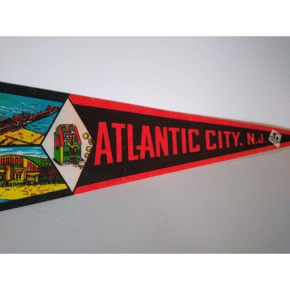 Atlantic City Banner Felt Pennant Steel Pier Convention Hall Vintage Uncut - Picture 5 of 7